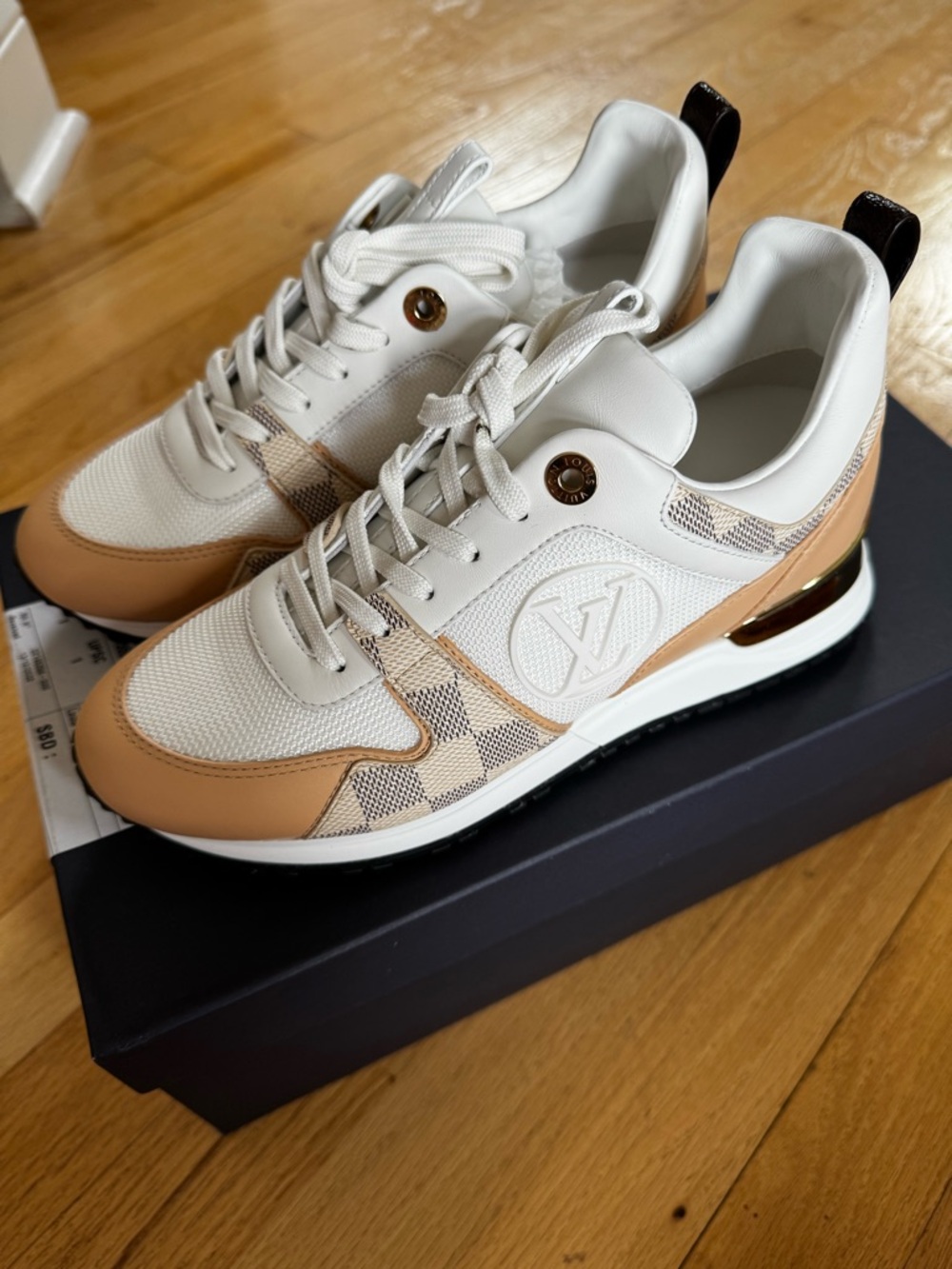 Louis Vuitton Women White & Tan Run Away Sneakers